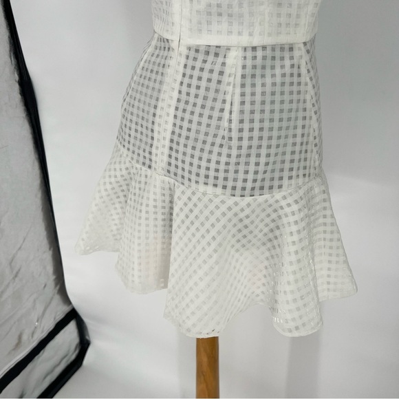 Amanda Uprichard Annalise Dress in White ANNALISE MINI DRESS IN GINGHAM ORGANZA - Picture 12 of 16